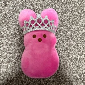 Pink Plush Bunny Toy with Silver Crown-2022 Peeps
